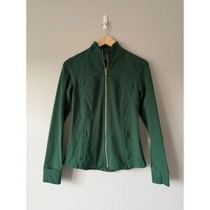 Lululemon Define Jacket Dark Green Gold Zip Full Zip Slim Fit Activewear Layer